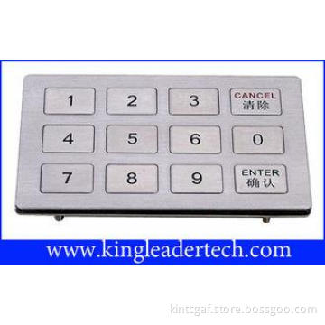 12 Flush keys Industrial metal numeric keypad MKP120-12F